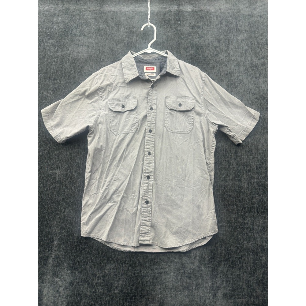 Wrangler Flex For‎ Comfort Shirt Mens Medium Gray Stretch Pleated Button Up